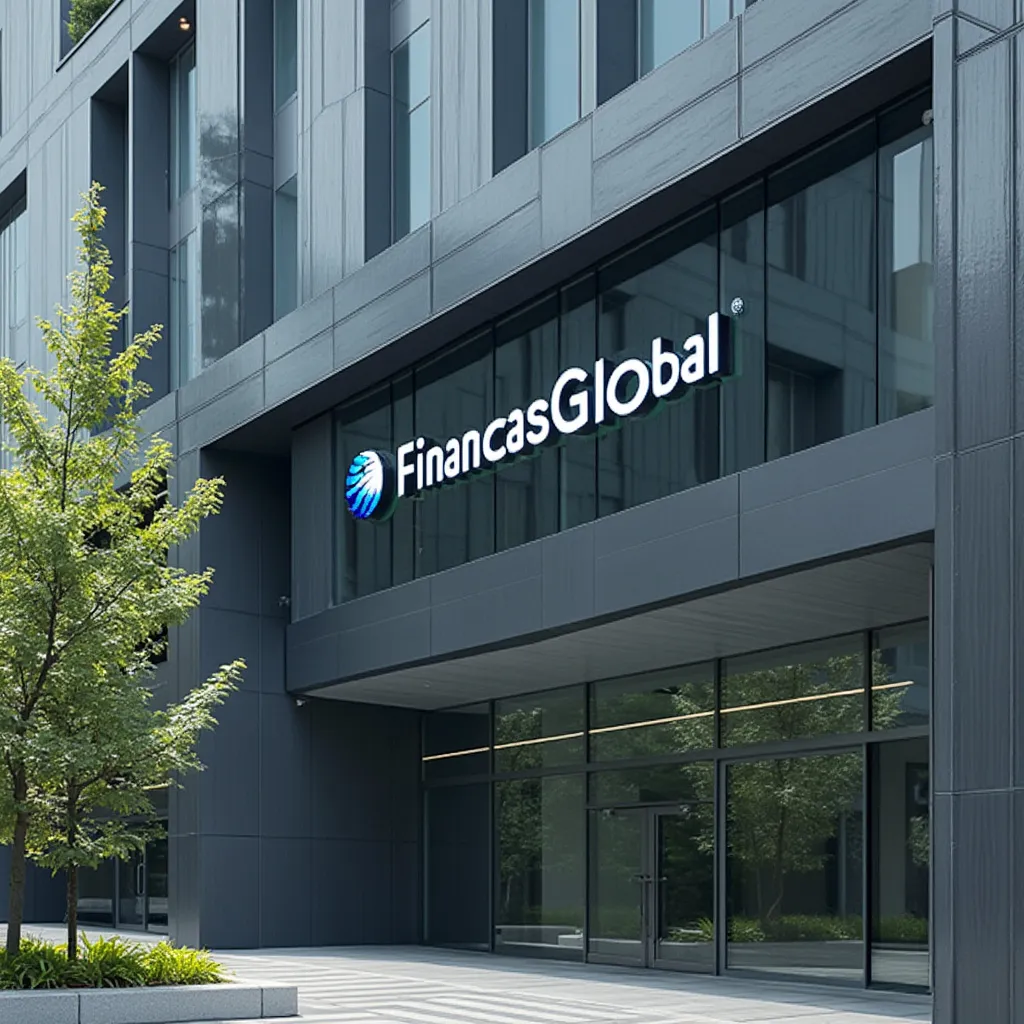 Fachada moderna del edificio de oficinas de FinanzasGlobal
